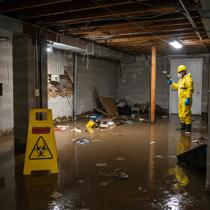 Flooded Basement Electrical Hazard in Hays, NC Property