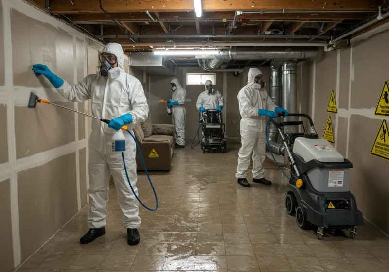 Basement Moisture Removal and Structural Drying process in Hays, NC